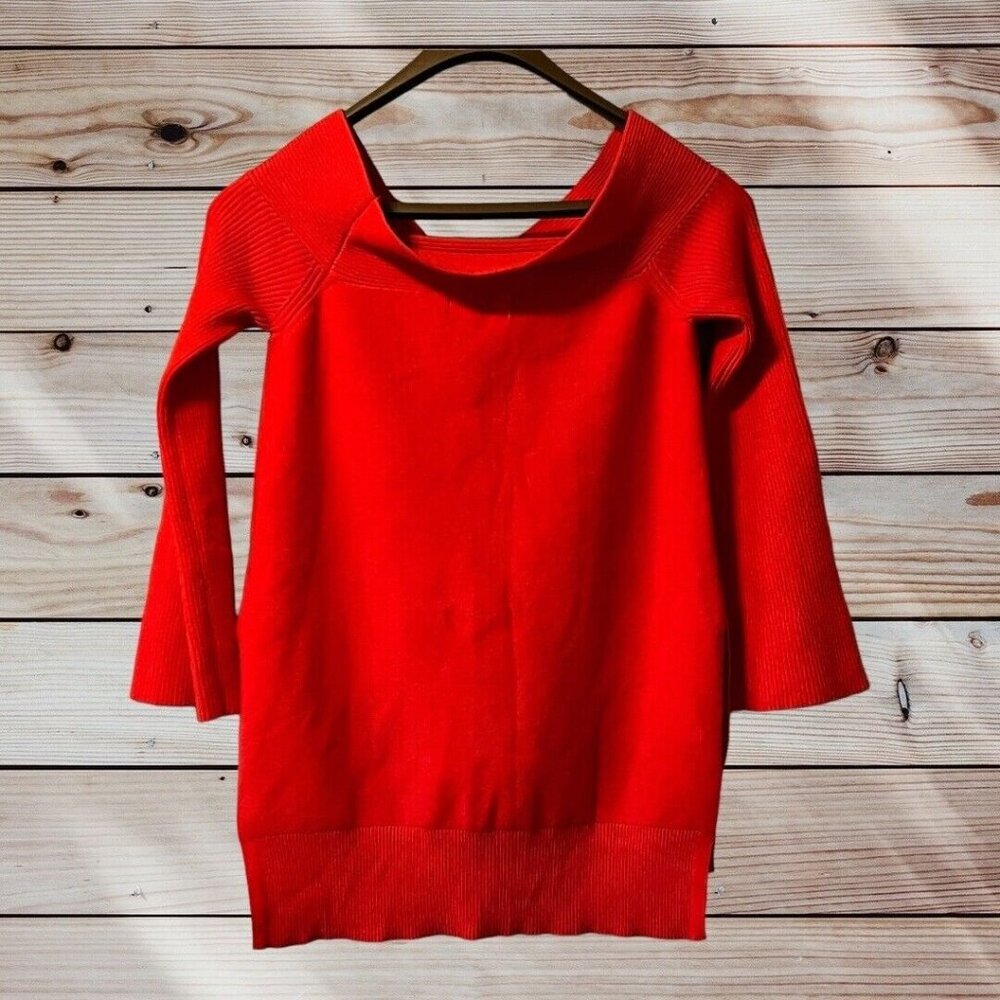 Anthropologie Women Size XS Sweater Red Preppy‎ Designer Modern Winter Holiday
